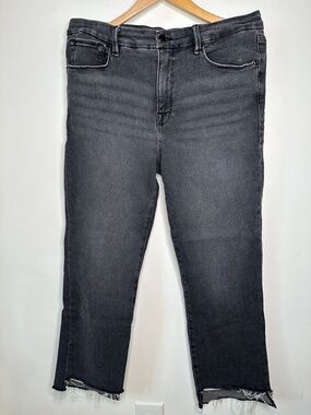GOOD AMERICAN | PETITE STRAIGHT JEANS | BLACK | SIZE: 14/32